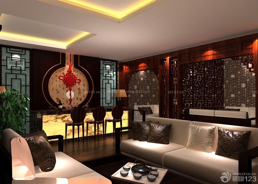 最新中式茶楼室内吧台设计效果图片