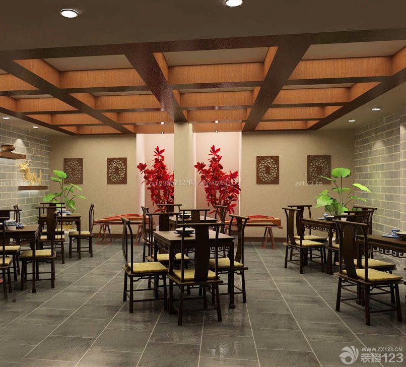 最新中式茶楼大厅设计装修效果图片