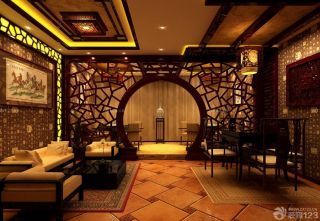最新中式茶楼装饰门洞设计效果图片 
