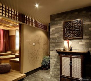 最新中式茶楼室内隔断墙装修效果图片 