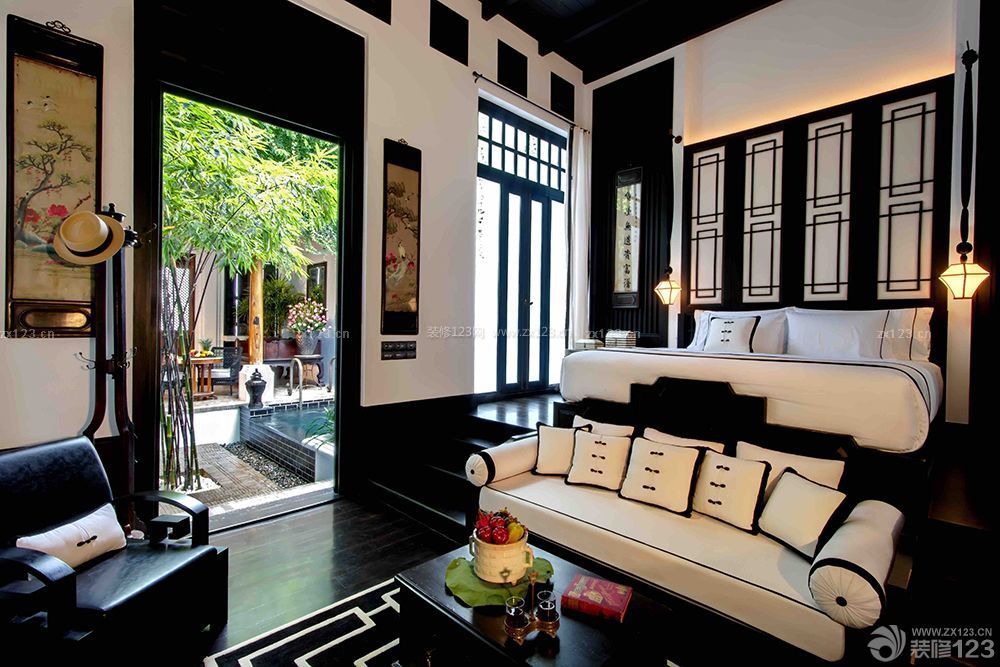 现代中式家装客厅布艺沙发装修效果图片