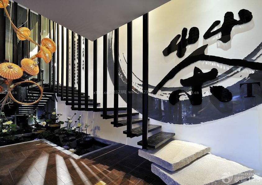 古典茶楼室内楼梯设计装修效果图片