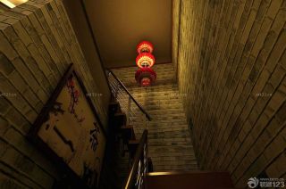 古典茶楼楼梯间设计装修效果图片