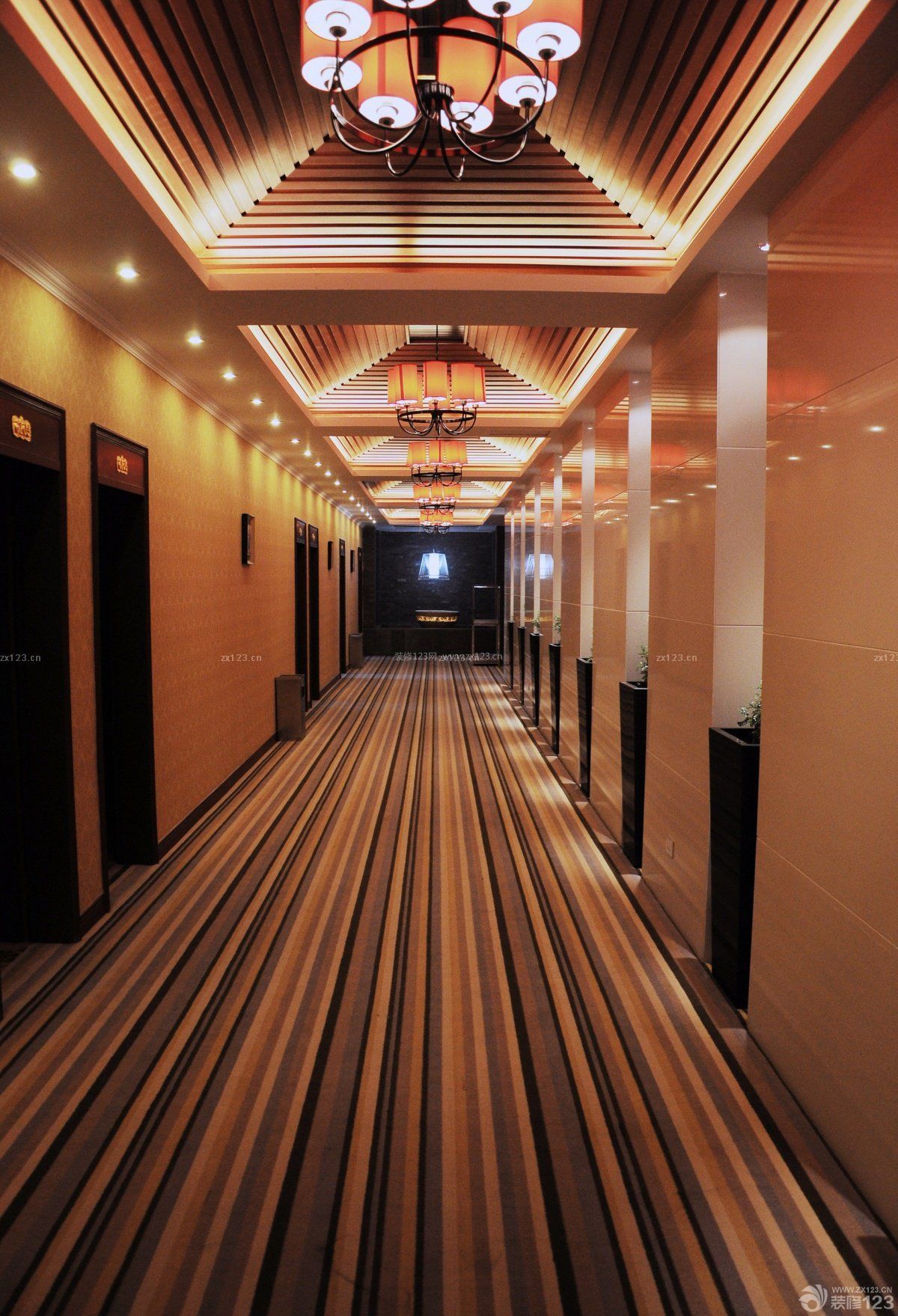 大型茶楼走廊设计装修效果图图片