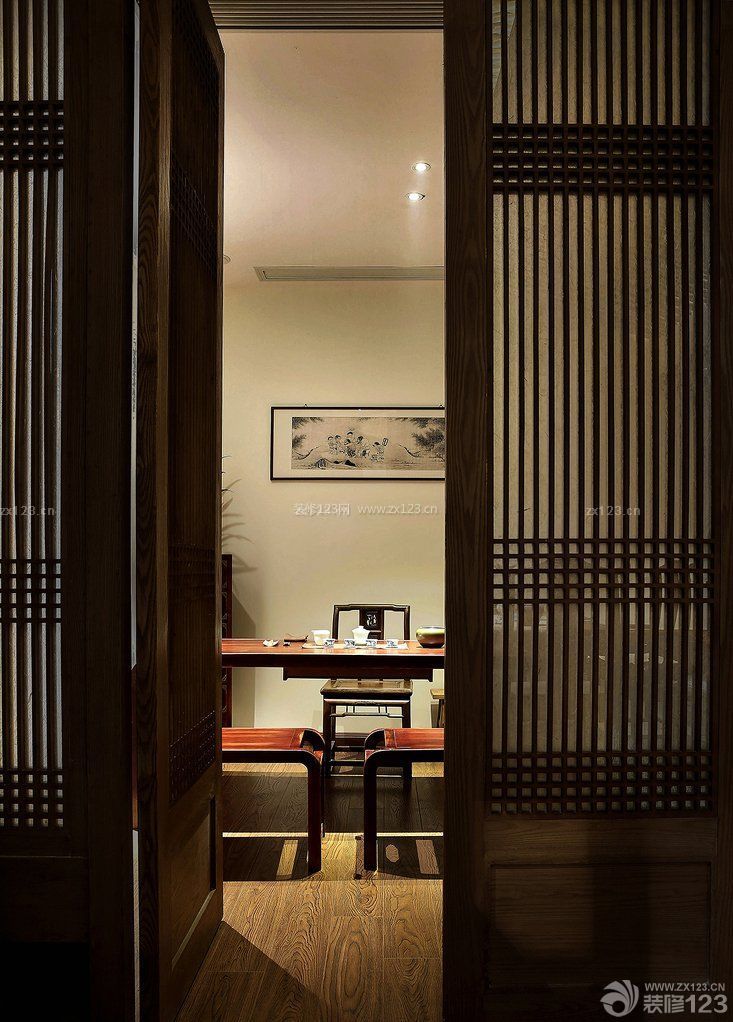 大型中式茶楼室内门装修效果图片