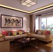 中式客厅沙发背景墙装饰画装修设计效果图片