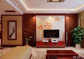 中式客厅设计 客厅石材电视背景墙效果图