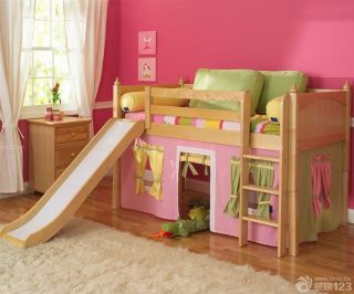 儿童房卧室粉色墙面装修效果图片