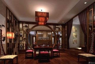 大型中式茶楼室内博古架设计效果图片