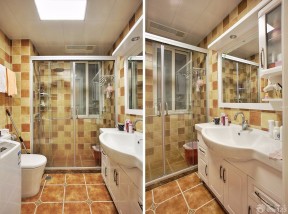 卫生间暖黄色地砖装修设计效果图