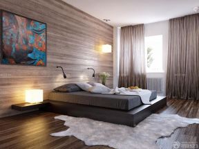 卧室家居装饰设计图 木质背景墙装修效果图片