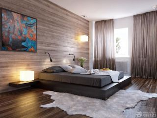 现代卧室木质背景墙家居装饰装修设计效果图片