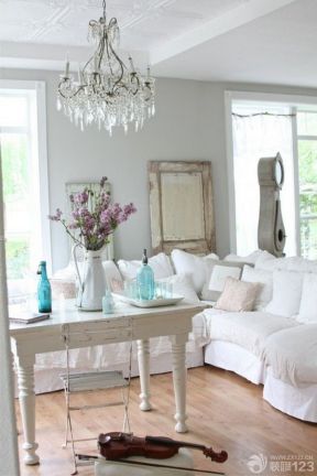 简约欧式客厅 白色美式沙发