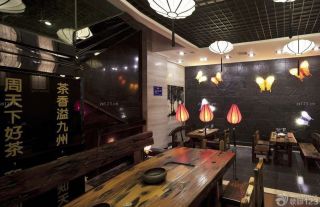 中式茶楼室内壁灯装修效果图片 