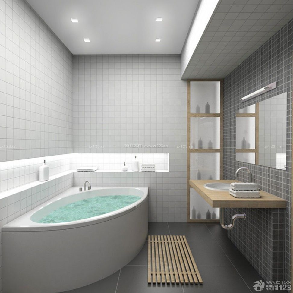 简约家装小卫生间白色浴缸装修实景效果图片