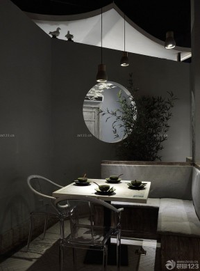湘菜饭店室内灰色墙面装修效果图片