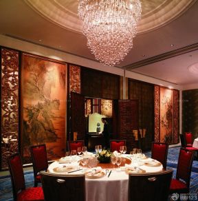 中式饭店包厢装修效果图 背景墙设计