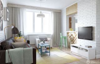 小户型家装时尚现代风格瓷砖电视背景墙装修效果图片