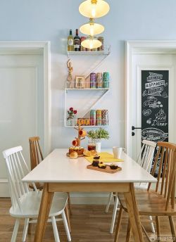 北欧风格餐厅背景墙置物架设计效果图