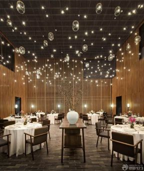新中式饭店装修效果图 餐吊灯