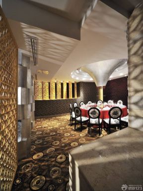 新中式饭店装修效果图 地毯装修效果图片