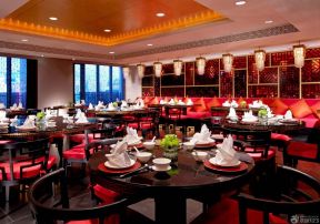 新中式饭店装修效果图 餐桌椅子装修效果图片