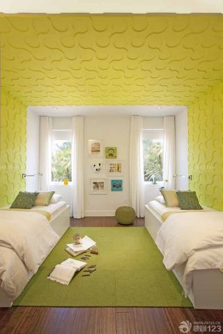 二居室房屋硅藻泥背景墙效果图片卧室