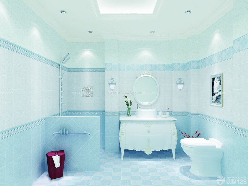 现代时尚清新小浴室图片