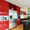 简约开放式厨房红色橱柜装修设计效果图片