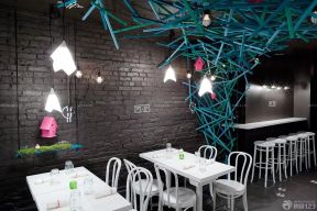50平米小饭店装修效果图 墙砖背景墙