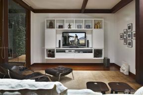 时尚简约客厅组合电视柜电视背景墙效果图