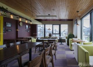 50平米小饭店室内木质吊顶装修效果图片