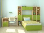 时尚绿色儿童小卧室设计图