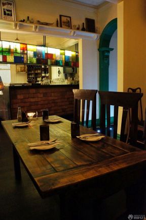 40平方饭店室内实木餐桌装修效果图片