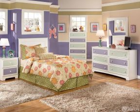 时尚紫色儿童小卧室设计图