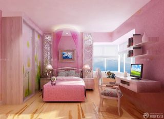 粉色儿童小卧室图片
