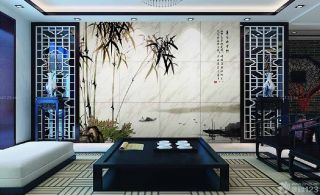 新中式风格客厅装饰山水画装修图片