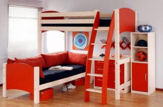 儿童房实木高低床设计图片