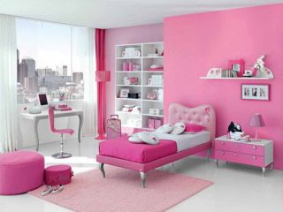 现代简约风格温馨粉色女生卧室装修
