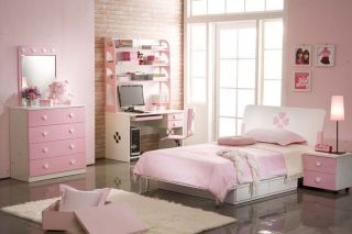 温馨粉色女生卧室墙砖墙面装修效果图片