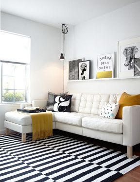 白色简欧客厅 真皮沙发装修效果图片