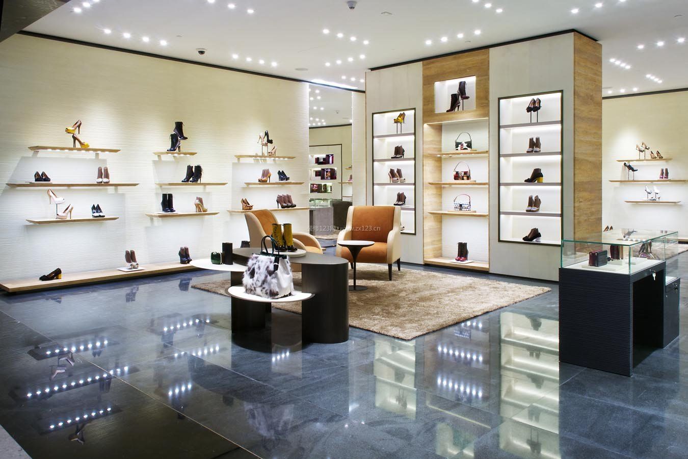 现代鞋店室内鞋柜装修效果图2023图片