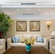 现代美式风格客厅沙发背景墙挂画装修效果图