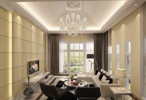现代中式风格窗帘图片 最新客厅装修效果图