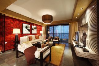 新中式风格装修家装客厅沙发背景墙图片