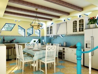 地中海小别墅餐厅吊顶装修效果图