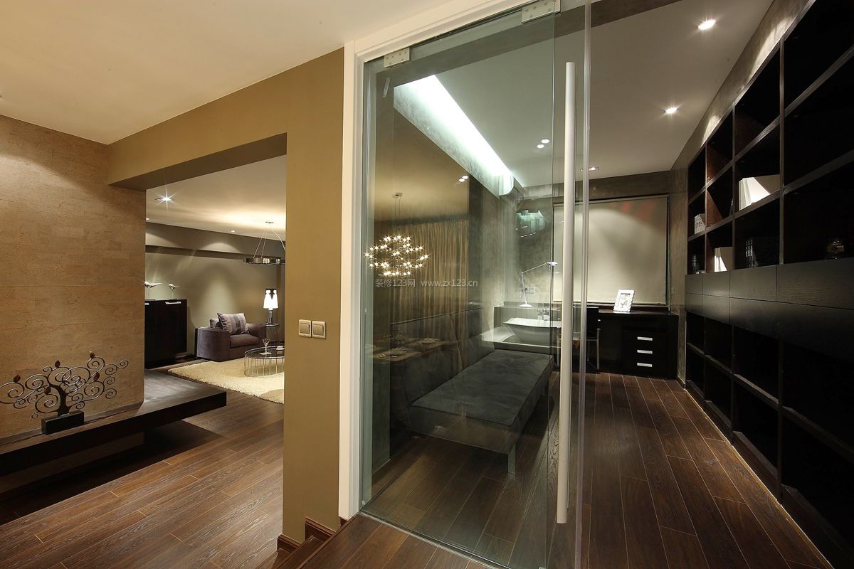 家庭书房玻璃门装修效果图片