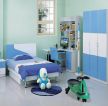 单身卧室青色墙面装修设计效果图片