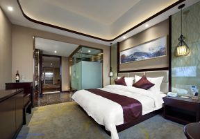 宾馆房间室内床头背景墙装修效果图片