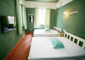 小宾馆房间绿色墙面装修效果图片